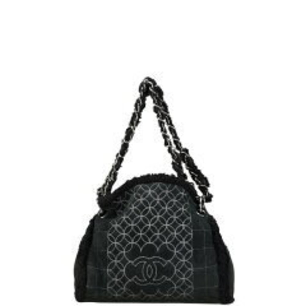 Chanel Bag Chain Chocobar Mark Coco Mouton Suede Shoulder Black